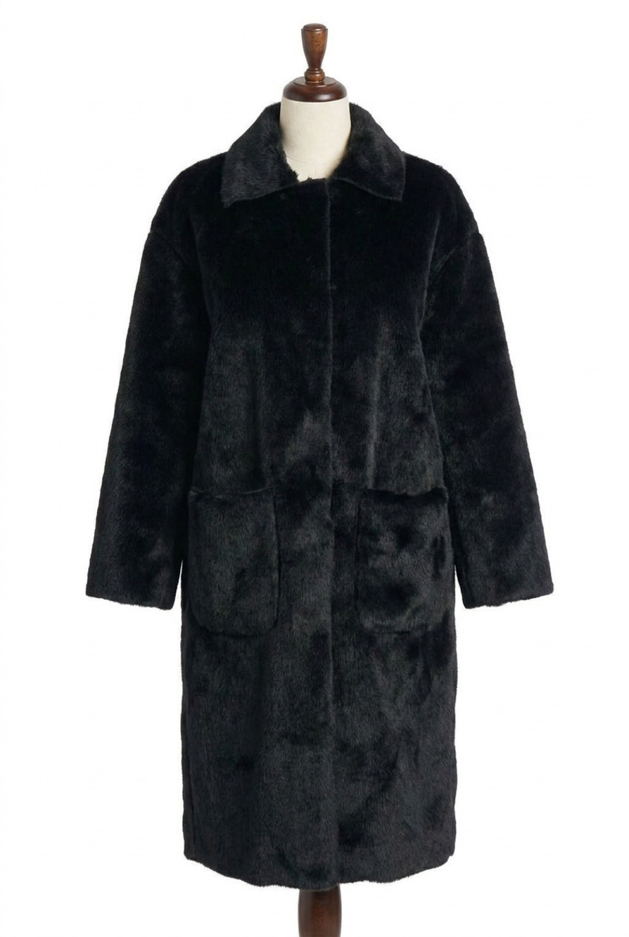 NEW LOVE TOKEN ruben faux fur jacket in black